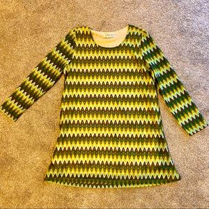 60s style mini-dress , 5 color zigzag pattern